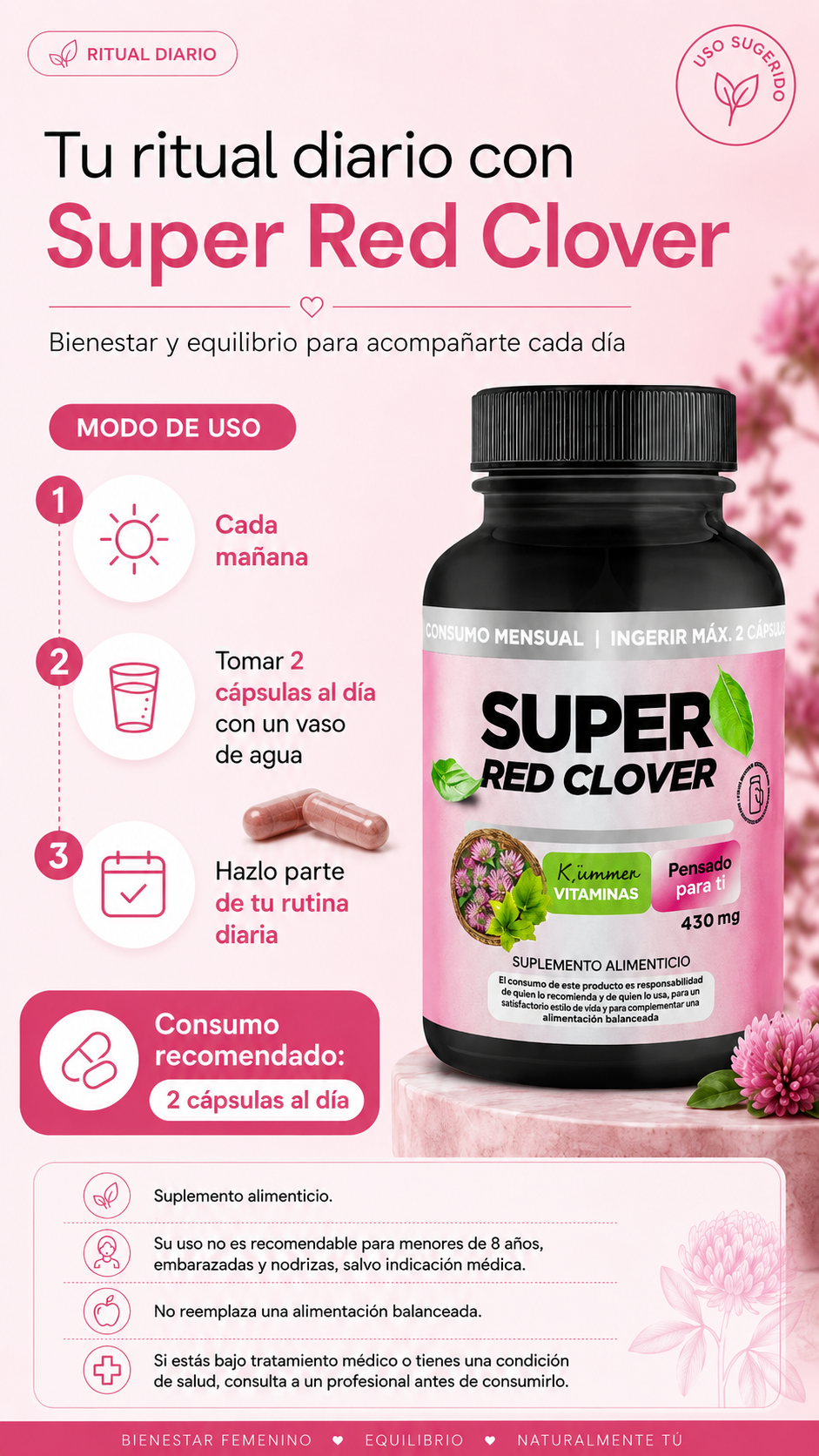 Super Red Clover menopausia suplemento para la menopausia